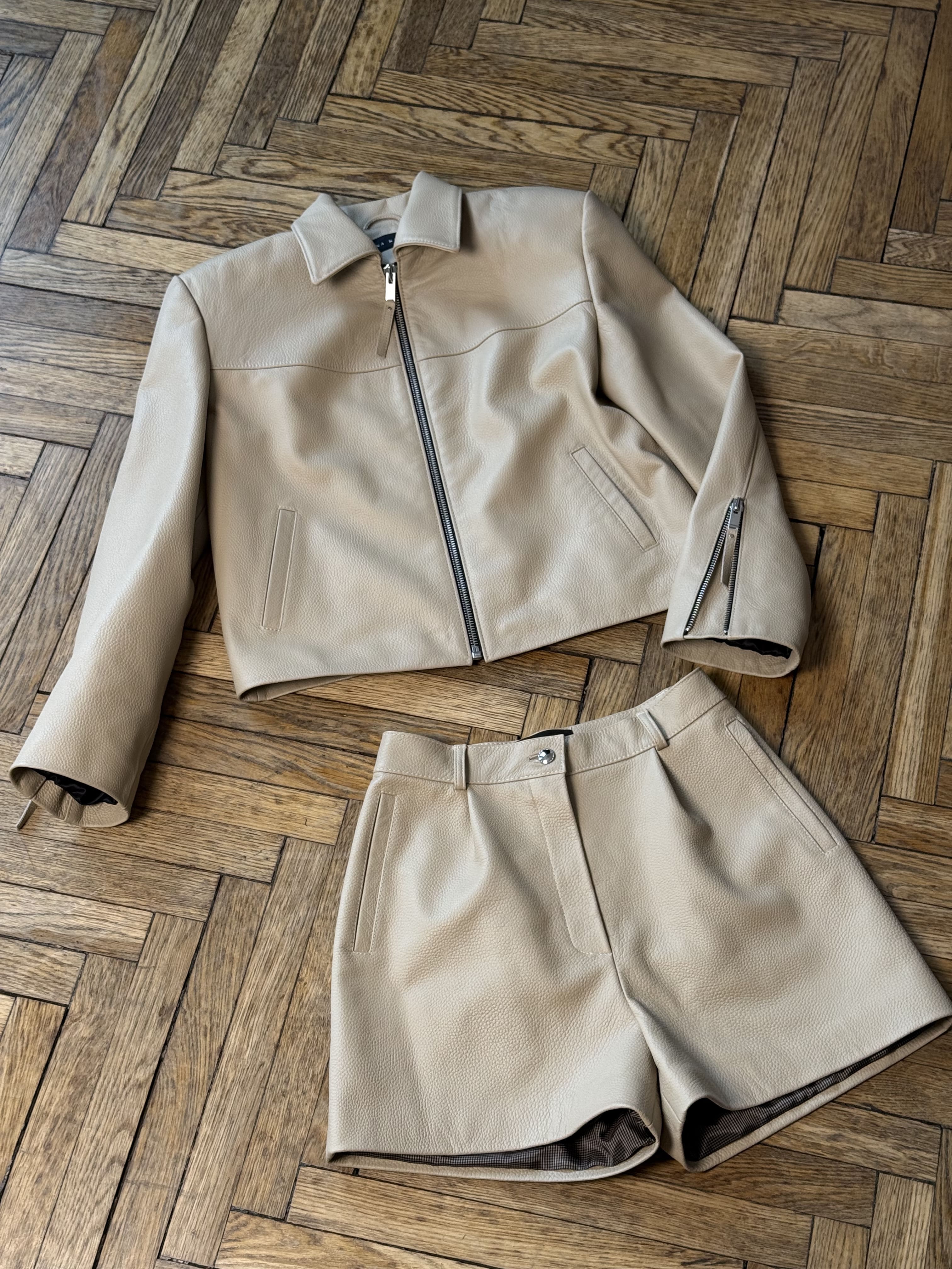 Шорты из натуральной кожи ivory