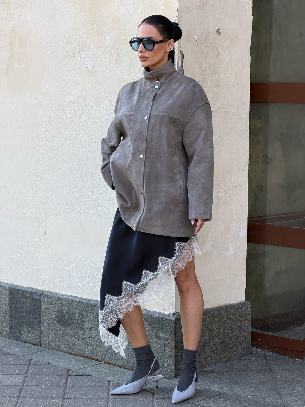 Куртка из серой замши graydown