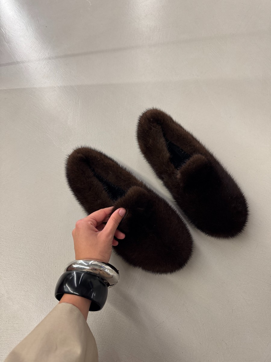 Балетки из меха норки blackk
